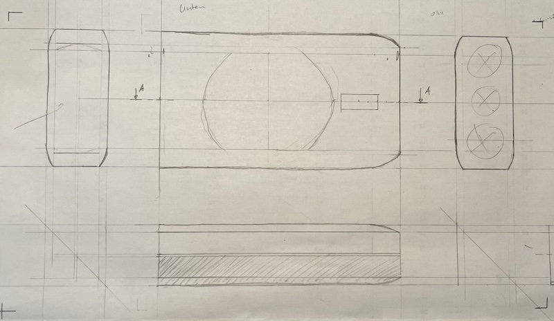 Three-sided view, lamp made of two aligning shells